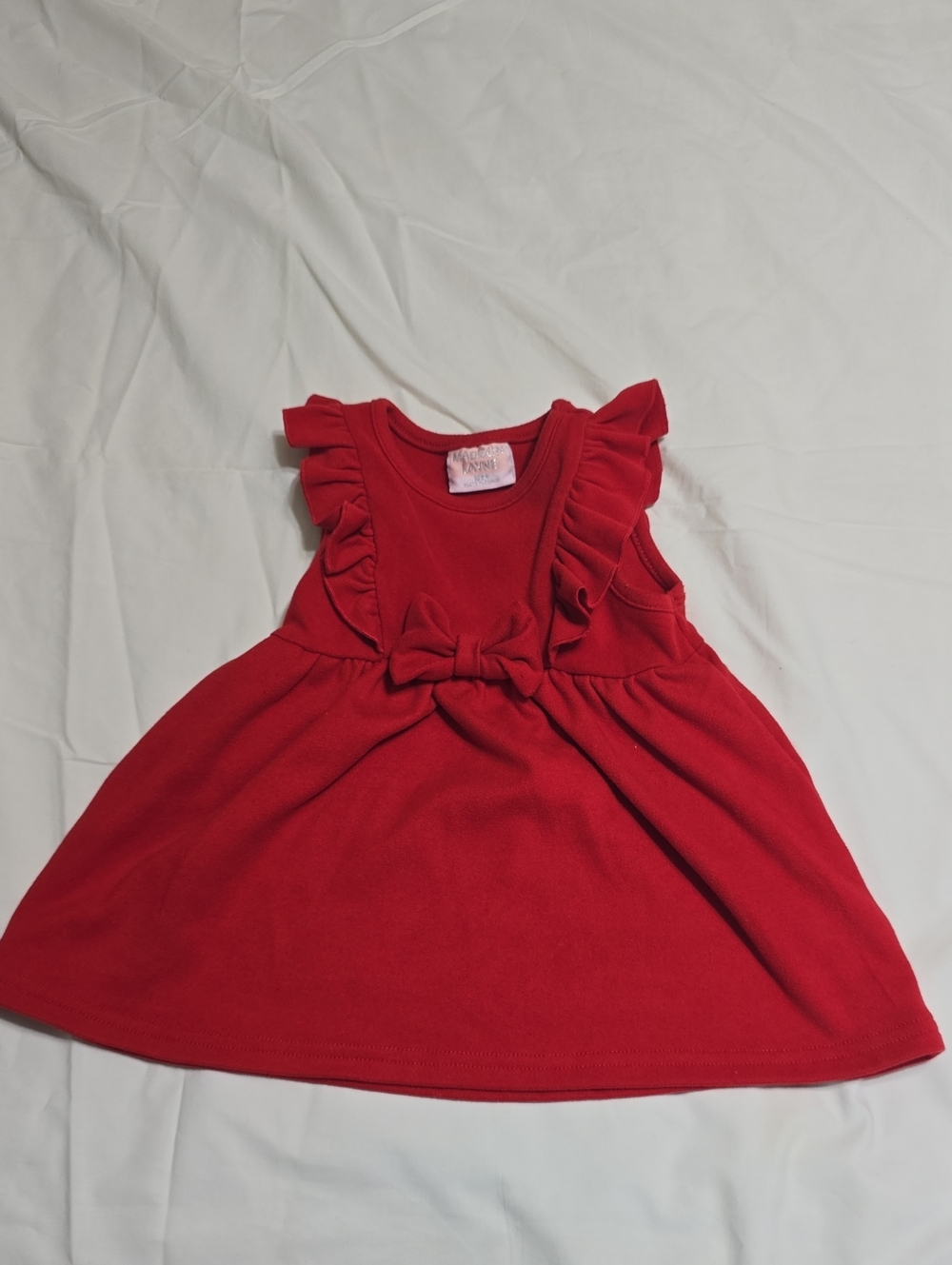 Madison Red Ruffle Bow Sleeveless Party Dress